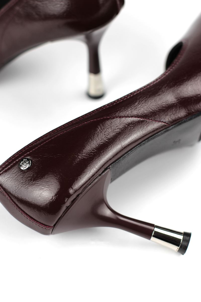 Juliet Esnek Yumuşak Kaymaz Taban (8 cm) Bordo Rugan Kadın Topuklu Ayakkabı