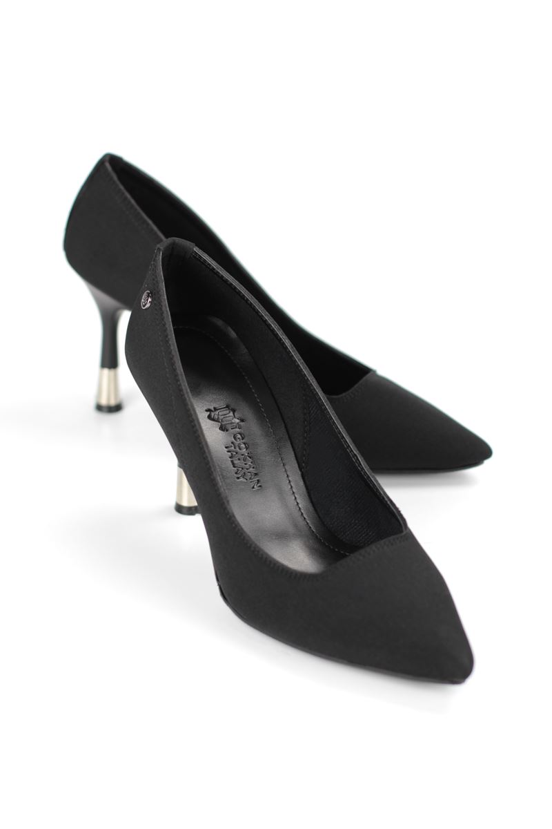 Juliet Esnek Yumuşak Kaymaz Taban (8 cm) Süet Siyah Kadın Topuklu Ayakkabı