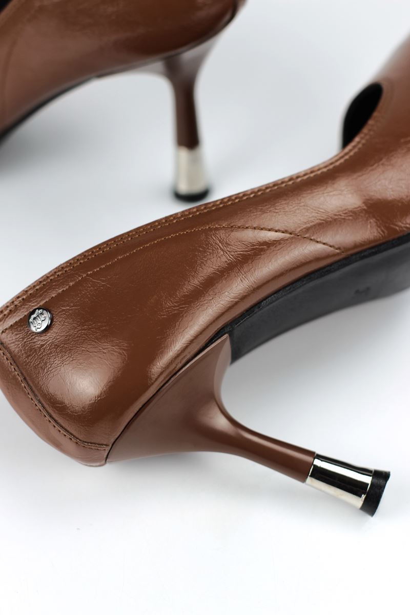 Juliet Esnek Yumuşak Kaymaz Taban (8 cm) Taba Rugan Kadın Topuklu Ayakkabı