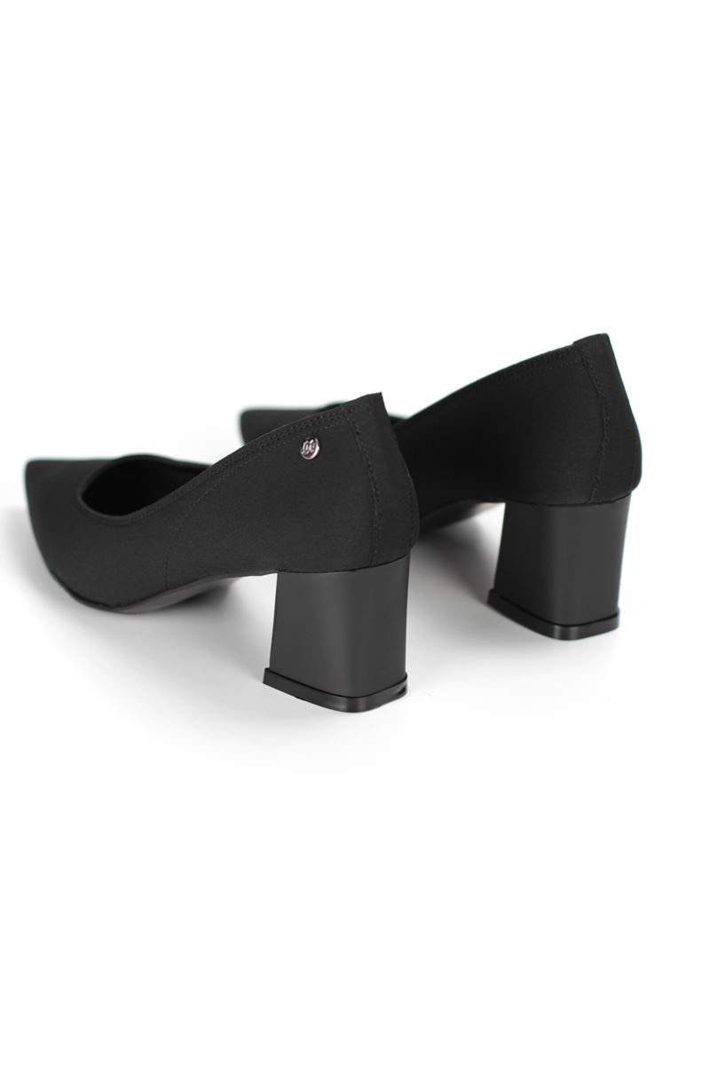 Zaneta Esnek Yumuşak Kaymaz Taban (4 cm) Kadın Kalın Topuk  Siyah Süet Ayakkabı