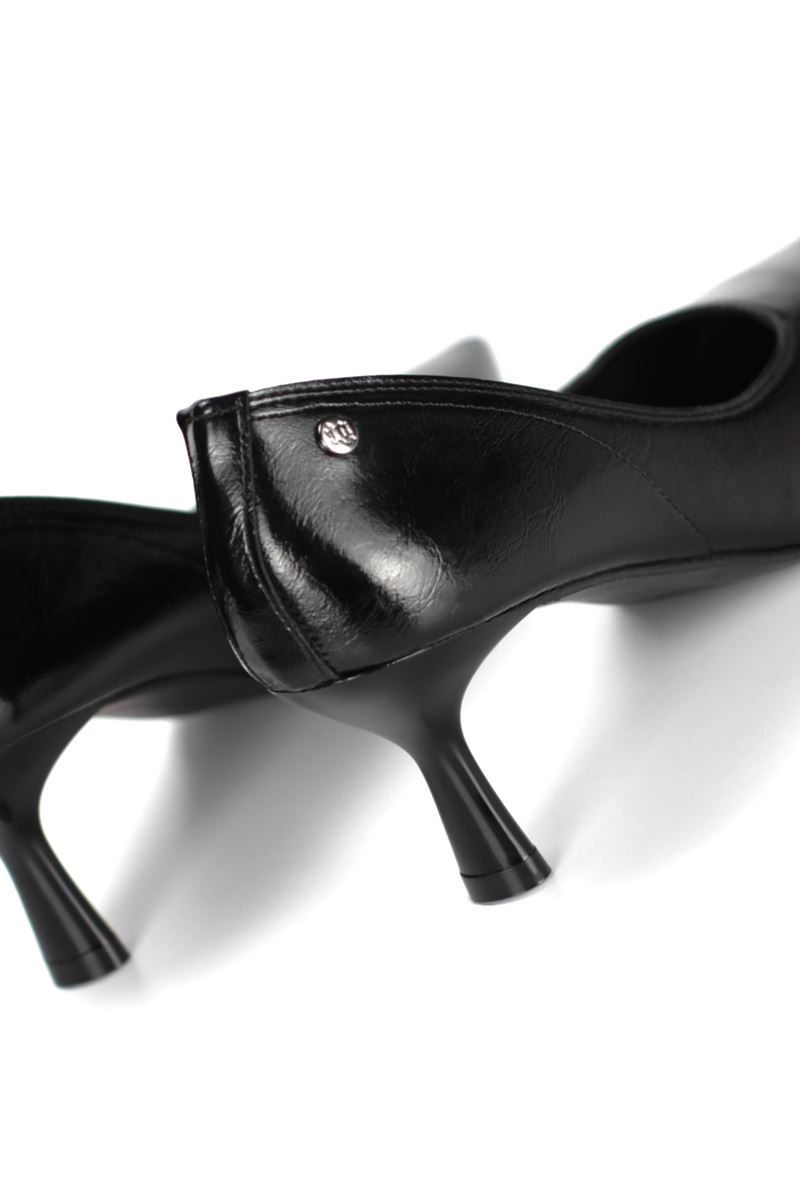 Zelia Esnek Yumuşak Kaymaz Taban (4 cm) Siyah Rugan Kadın Topuklu Ayakkabı