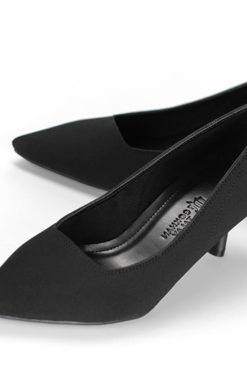 Zelia Esnek Yumuşak Kaymaz Taban (4 cm) Siyah Süet Kadın Topuklu Ayakkabı