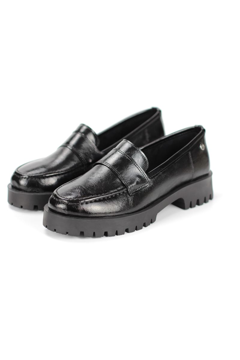 Vera Siyah Rugan Düz Loafer Kadın Ayakkabı