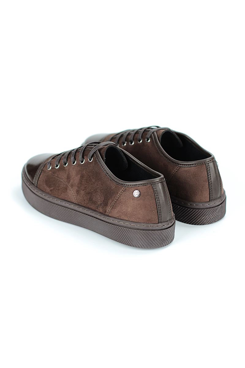 Zeta Kahverengi Süet- Rugan Detaylı  Kadın Sneaker Spor Ayakkabı