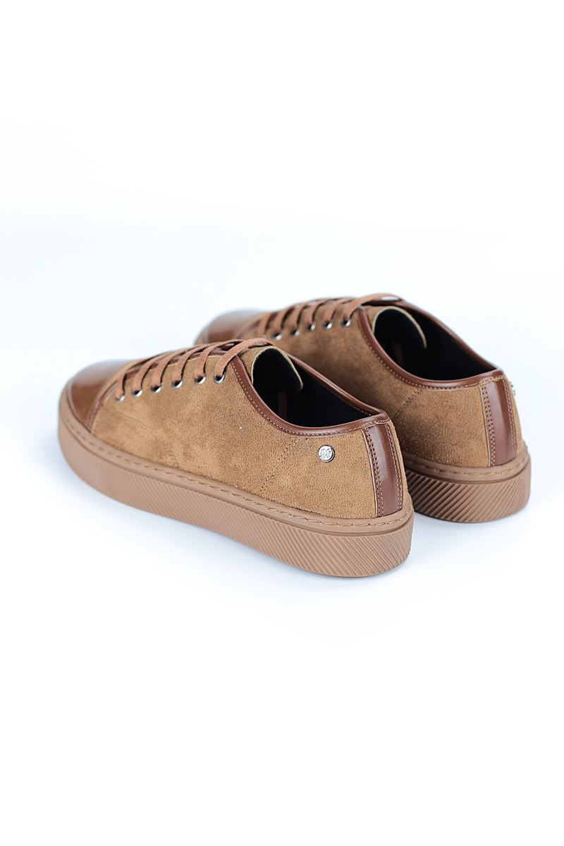 Zeta Taba Süet-Rugan Detaylı  Kadın Sneaker Spor Ayakkabı