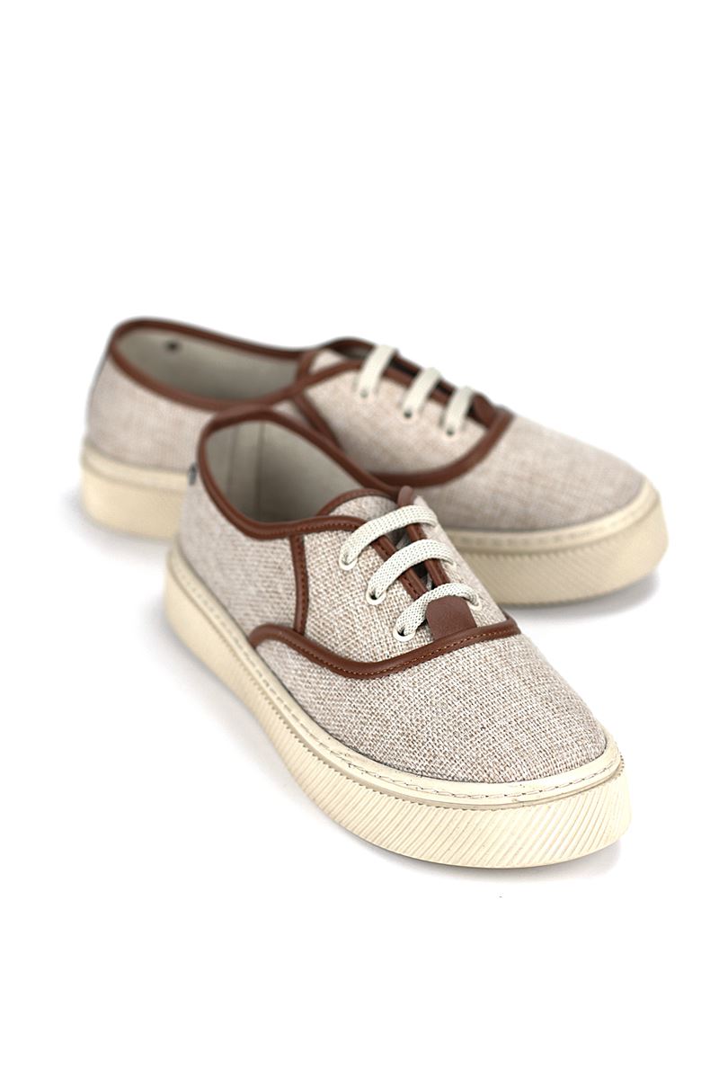 Sage Bej Keten Kadın Sneaker Spor Ayakkabı