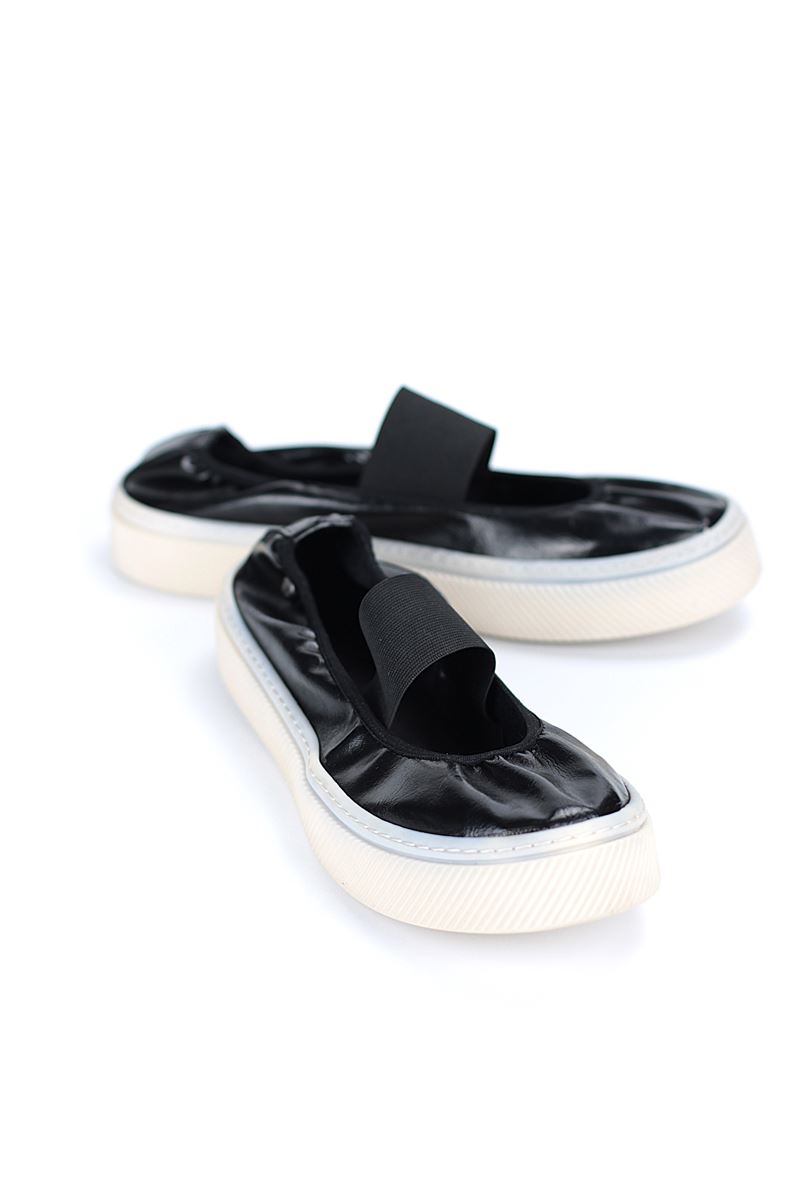 Gemma Siyah Cilt-Beyaz Taban Kalın Bant Detaylı Kadın Sneaker Spor Ayakkabı