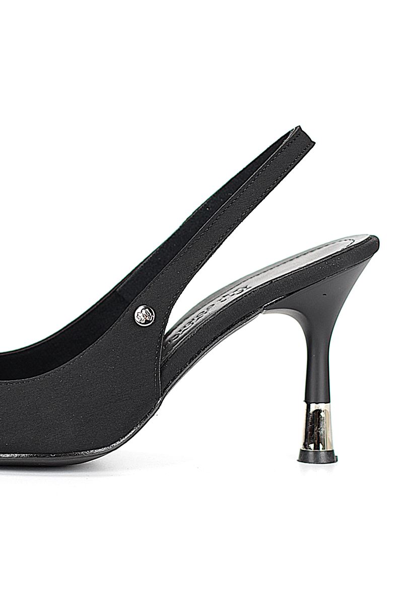 Biana  Esnek Yumuşak Kaymaz Taban (8 cm) Siyah Süet Açık Lastikli Kadın Topuklu Ayakkabı