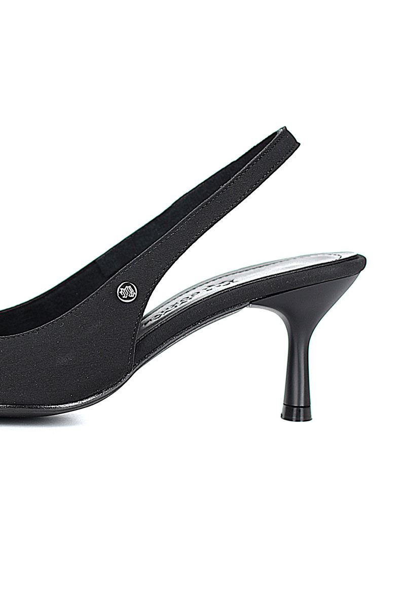 Magnolia Esnek Yumuşak Kaymaz Taban (4 cm) Siyah Süet Açık Lastikli Kadın Topuklu Ayakkabı