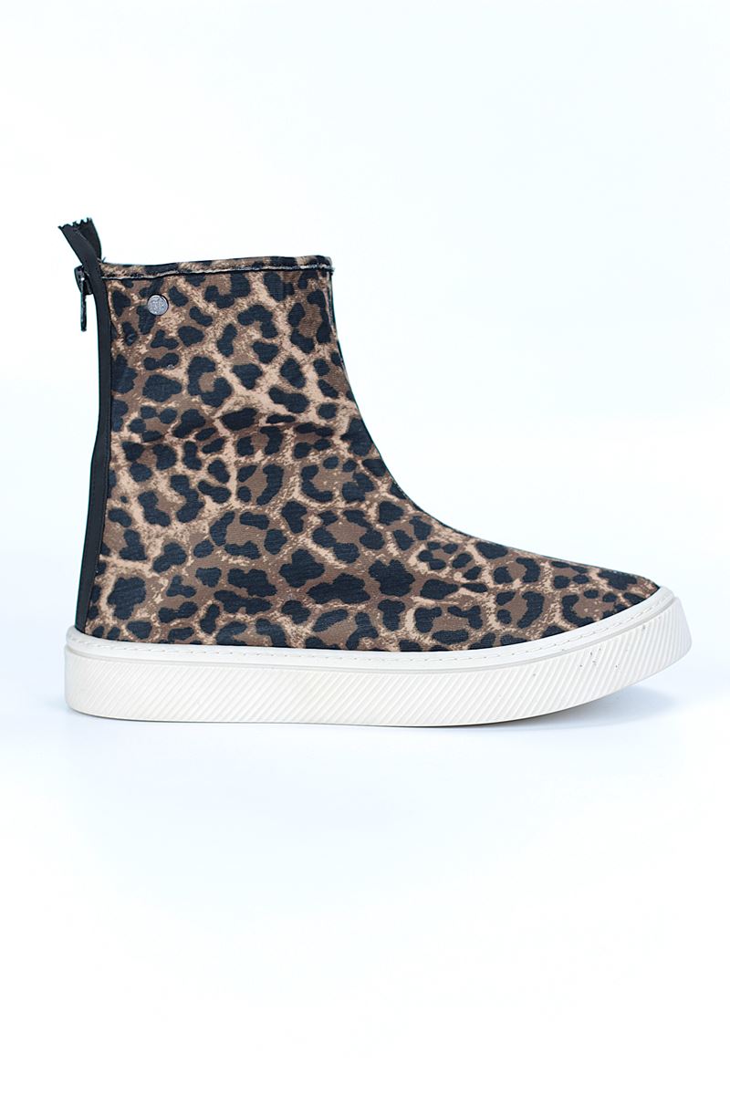 Lotus Leopar Arka Fermuarlı K adın Kısa Bot