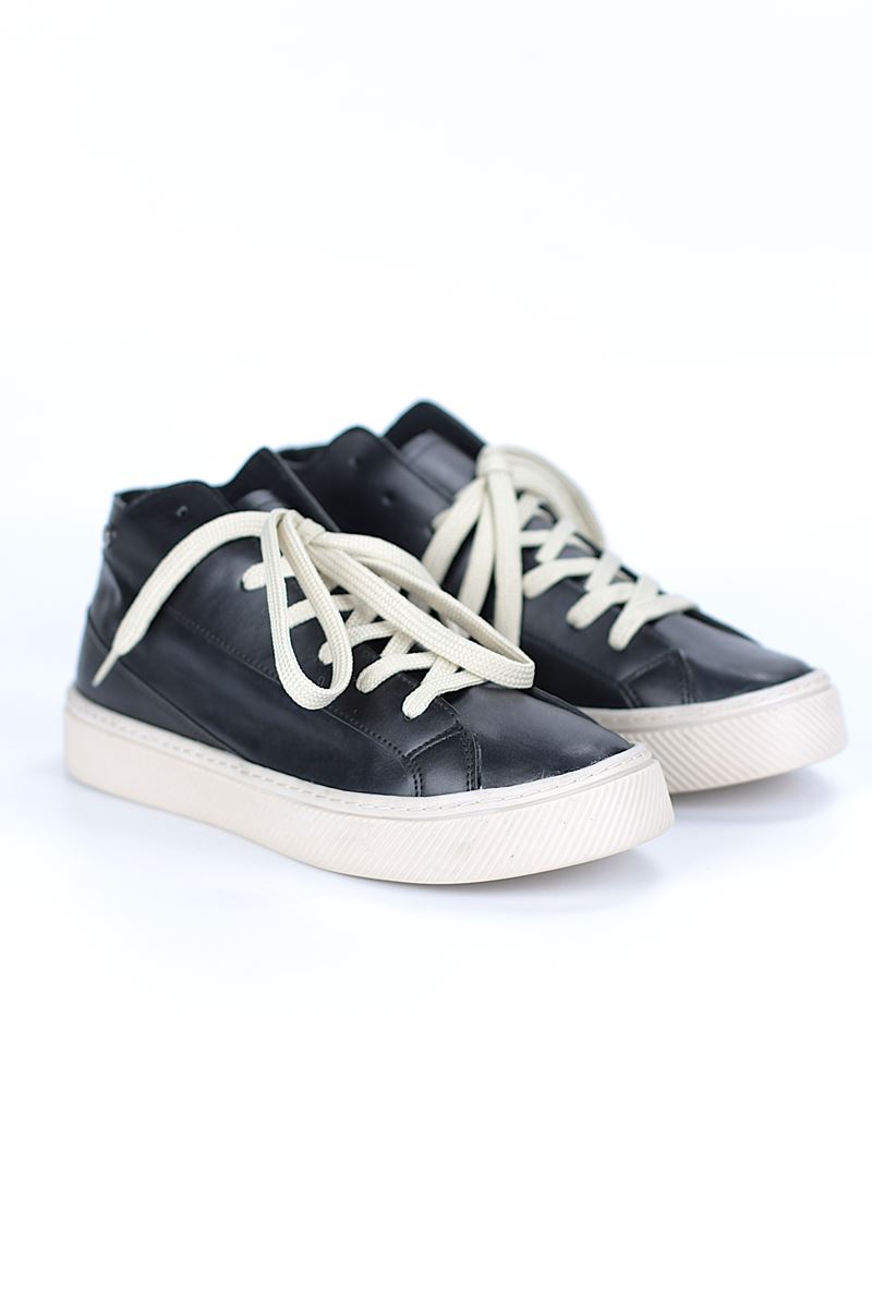 Cypress Siyah Cilt Bağcıklı Bilekli Kadın Sneaker Ayakkabı