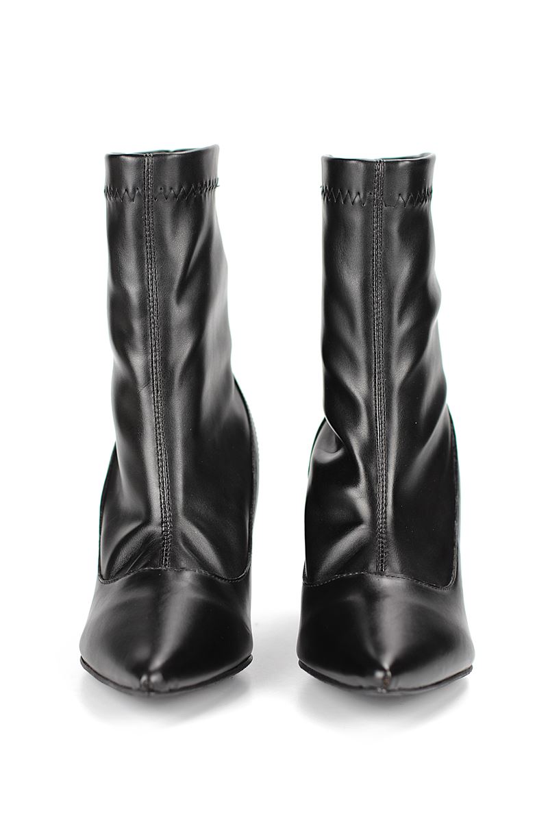 Zeydra Siyah Esnek Yumuşak Kaymaz Taban Dolgu Topuklu( 8 cm) Streç Bot