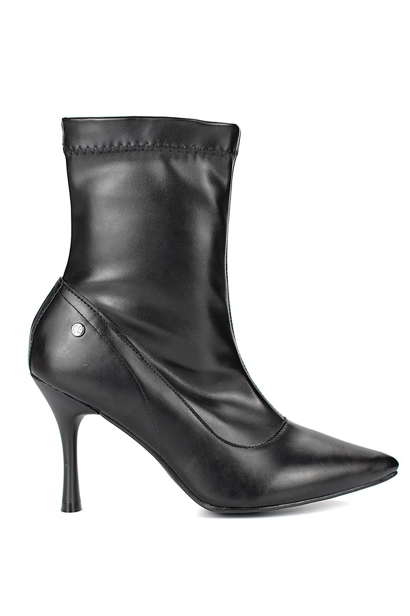 Noerelle Siyah Cilt Esnek Yumuşak Kaymaz Taban (8cm) Streç Bot