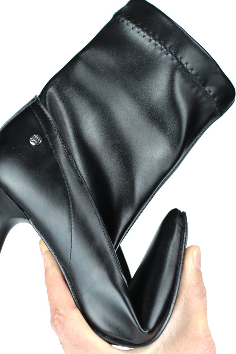 Lazuno Siyah Cilt Esnek Yumuşak Kaymaz Taban Yakalı (6cm) Streç Bot