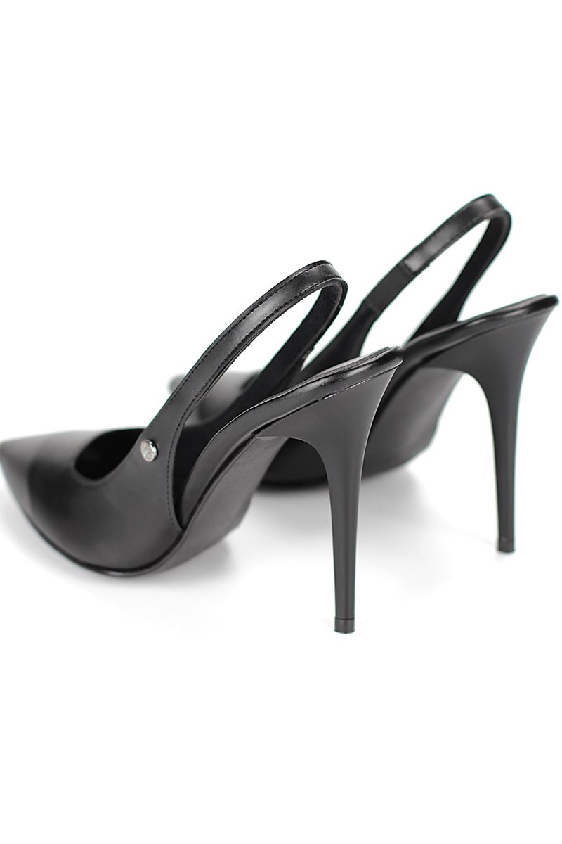 Zerina Siyah Cilt Esnek Yumuşak Kaymaz Taban İnce Topuklu (11cm) Kadın Stiletto