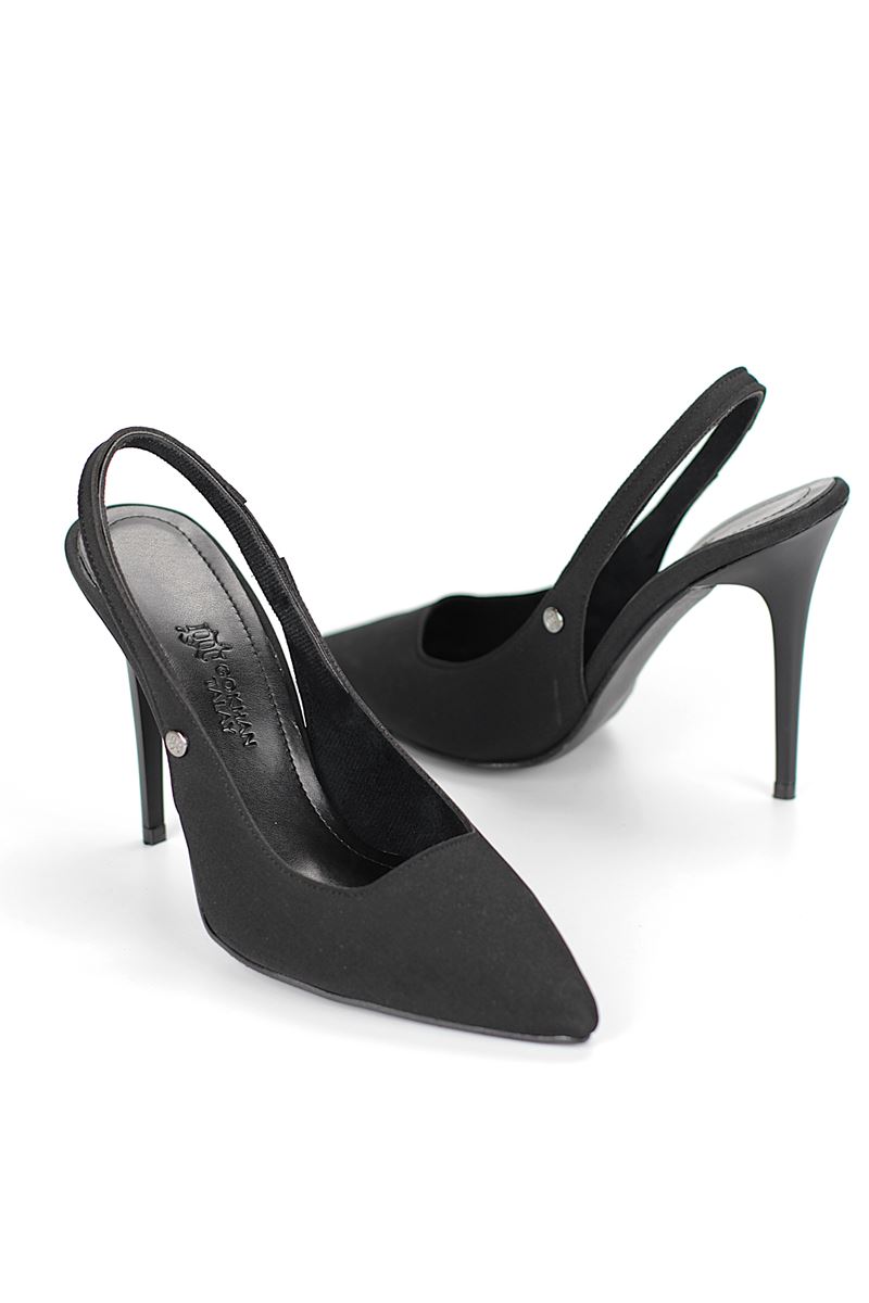 Zerina Siyah Süet Esnek Yumuşak Kaymaz Taban İnce Topuklu (11cm) Kadın Stiletto