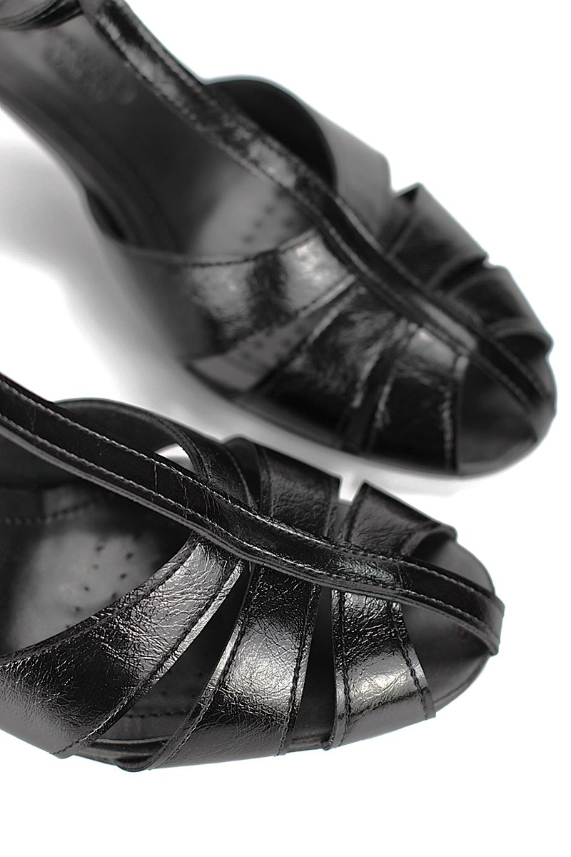 Queenn Kadın Klasik Topuklu Ayakkabı Siyah Rugan