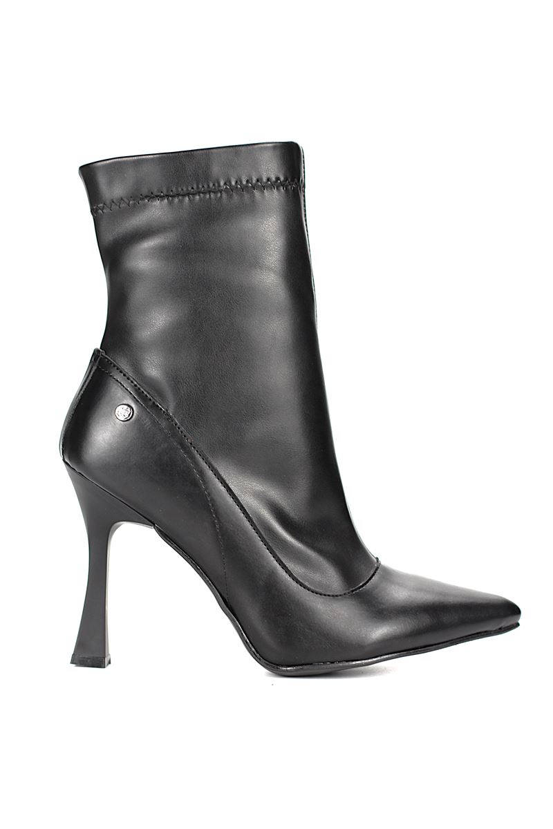 Mojito  Siyah Cilt Esnek Yumuşak Kaymaz Taban (10cm)  Streç Bot