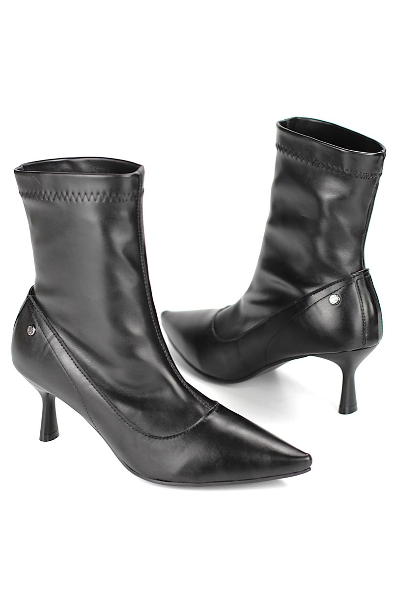 Sylvie Siyah Streç Bot Orta Topuklu(6 cm)