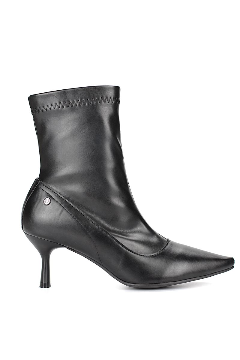 Sylvie Siyah Streç Bot Orta Topuklu(6 cm)