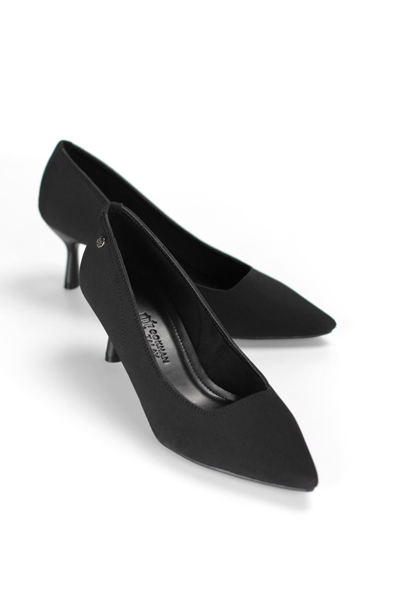 Abbey Siyah Süet Orta Topuklu (6 cm) Klasik Topuklu Ayakkabı