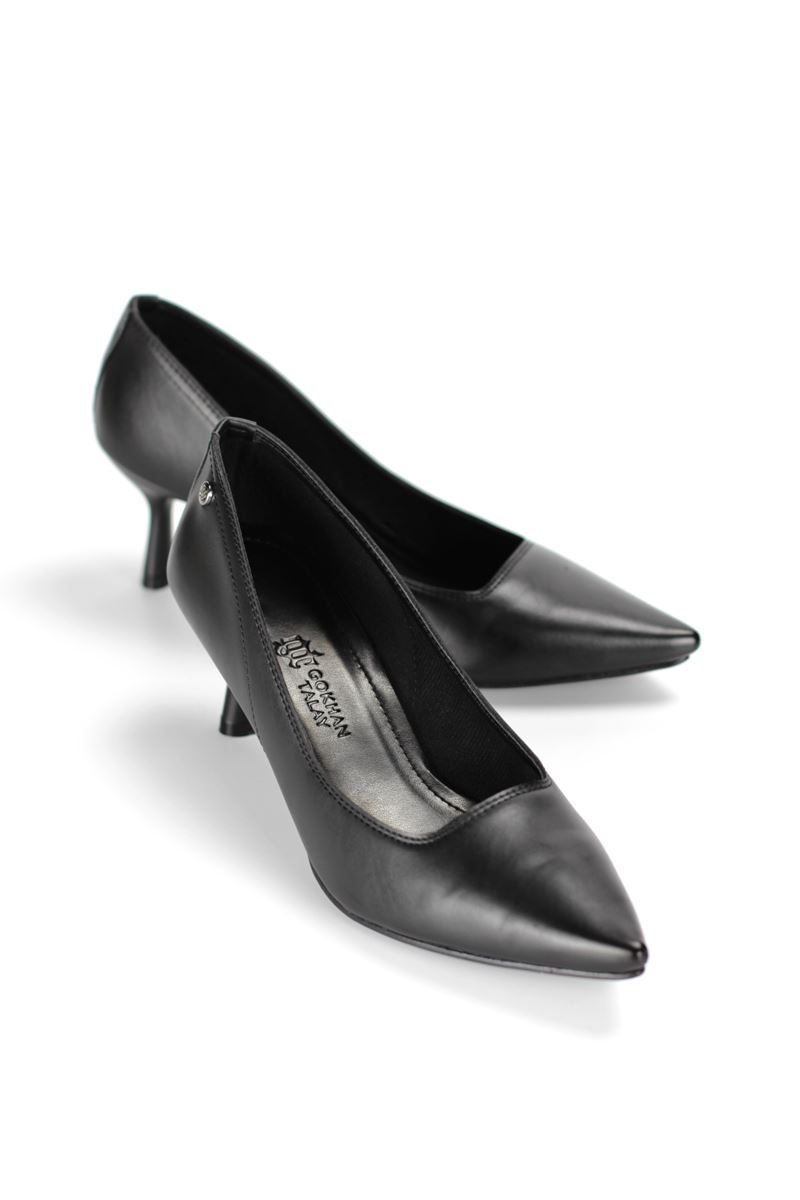 Abbey Siyah Cilt Orta Topuklu (4-6 cm) Klasik Topuklu Ayakkabı