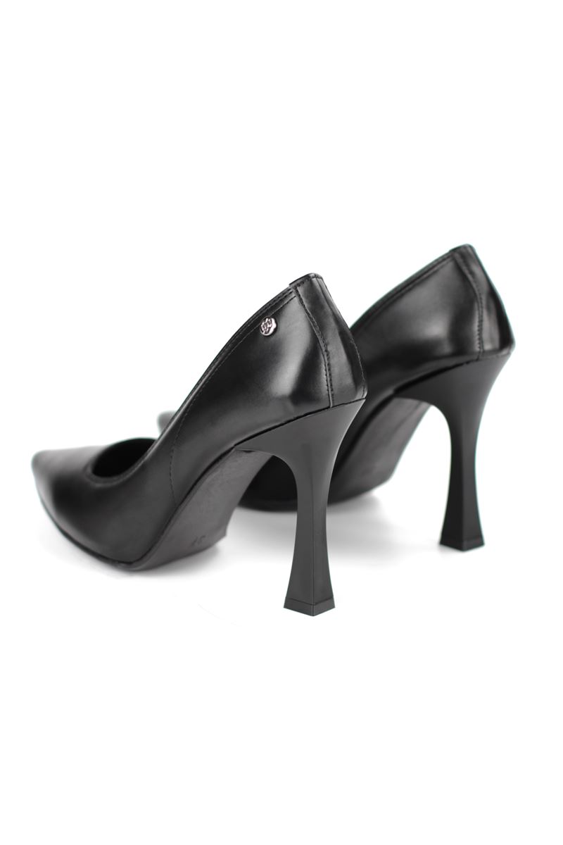 Ravyn Siyah Cilt Yüksek Topuklu (10 cm) Klasik Topuklu Ayakkabı