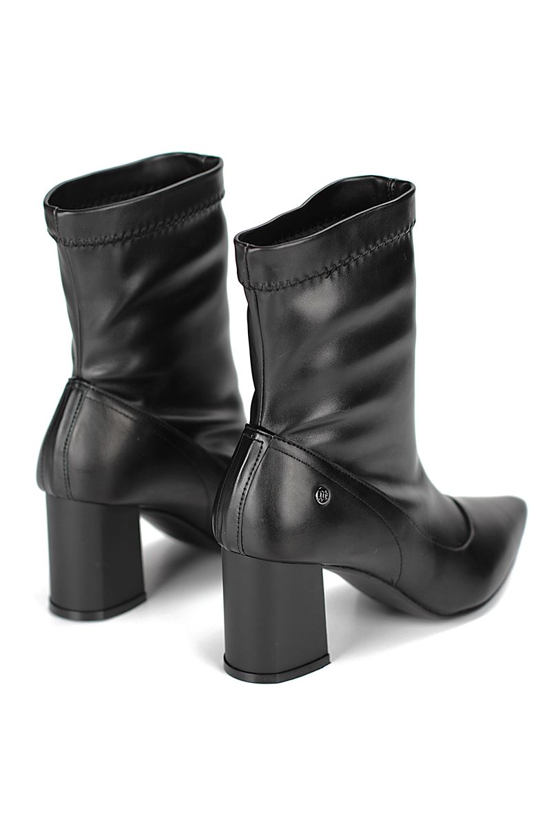 Velora Siyah Cilt Esnek Yumuşak Kaymaz Kalın Taban (6cm) Streç Bot