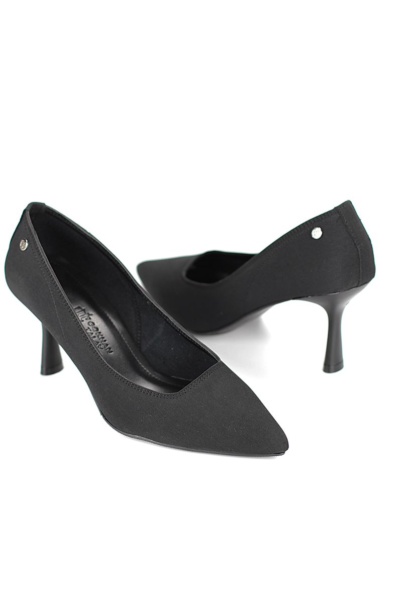 Ayça Esnek Yumuşak Kaymaz Taban (7 cm) Siyah Süet Kadın Topuklu Ayakkabı