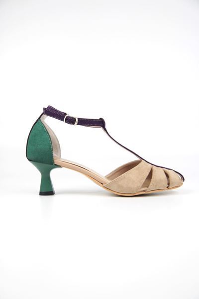 Queenn Kadın Klasik Kısa Topuklu (6 cm) Ayakkabı Multi Vizon