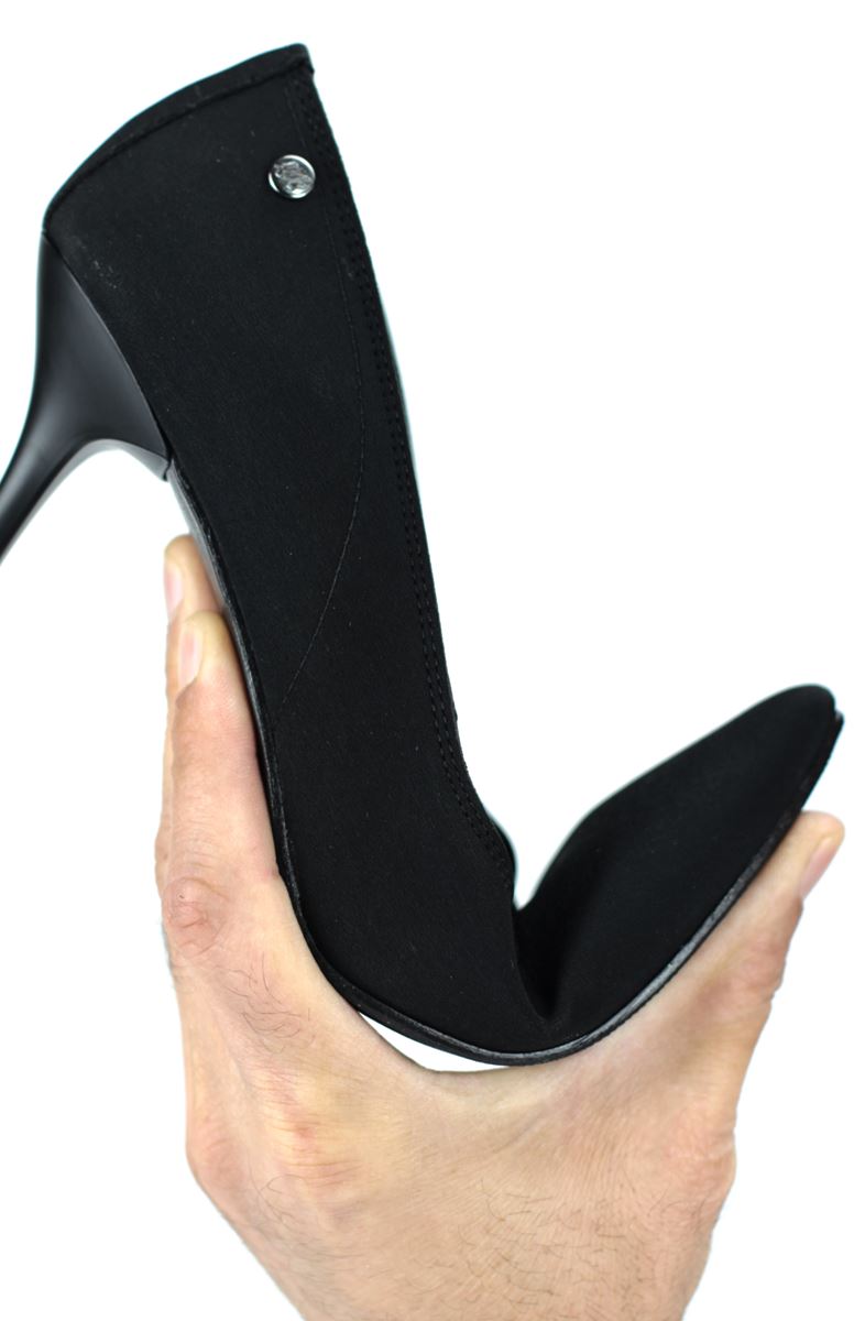 Luxe Esnek Yumuşak Kaymaz Taban (4 cm) Siyah Süet V Toka Kadın Topuklu Ayakkabı