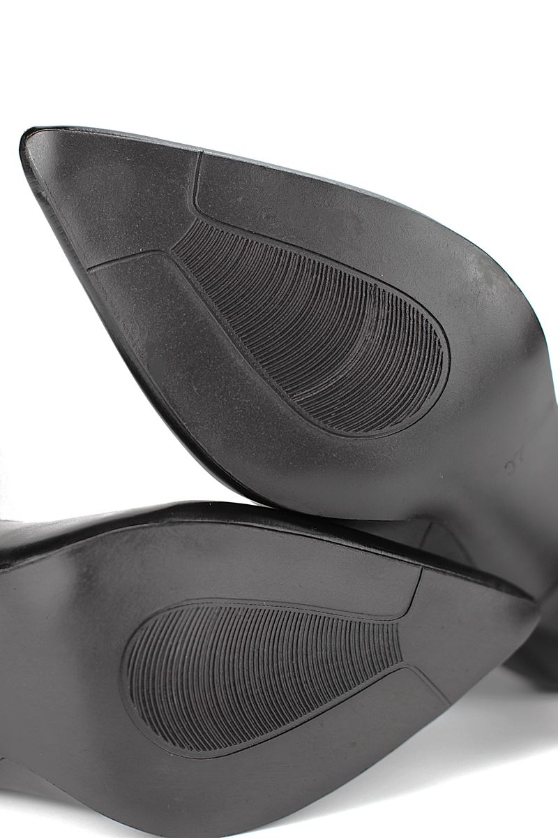 Vivienne Esnek Yumuşak Kaymaz Taban (7 cm) Rugan Yılan Baskı Açık Lastikli Kadın Topuklu Ayakkabı