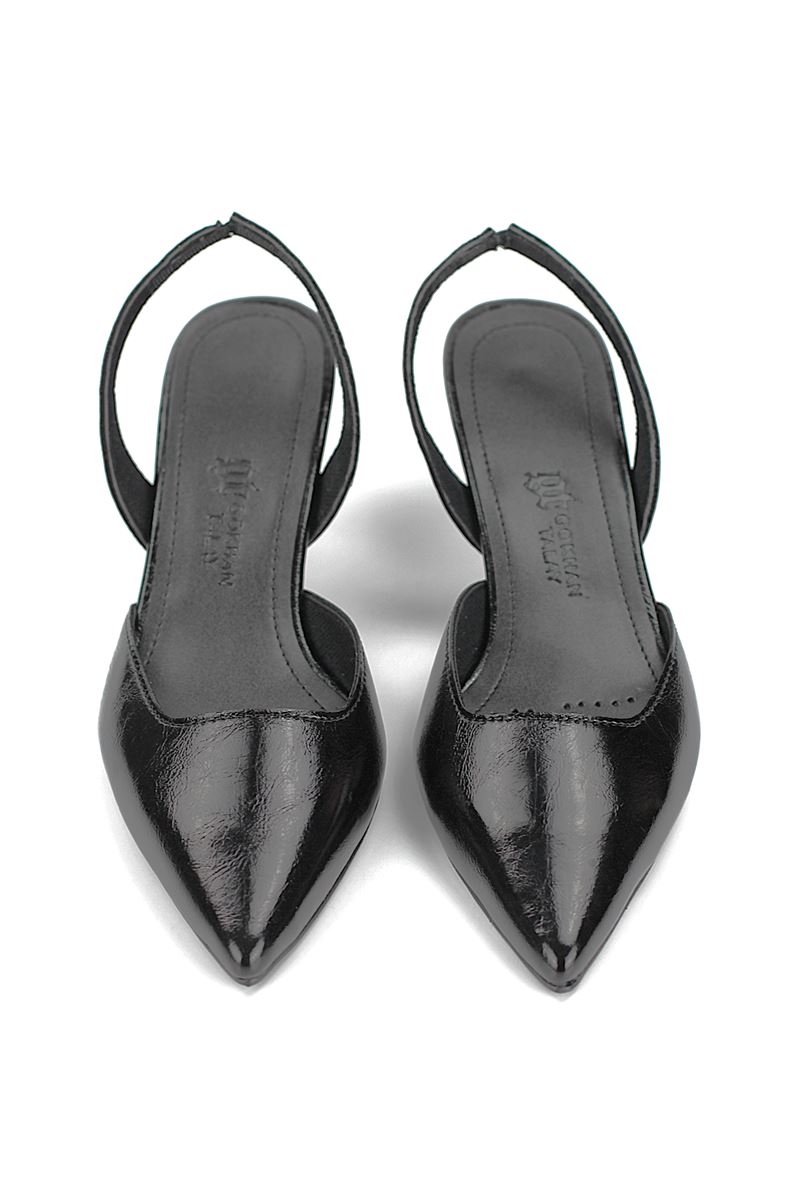 Jolie Esnek Kaymaz Taban Siyah Rugan Orta Topuklu(4-6 cm) Klasik Topuklu Ayakkabı