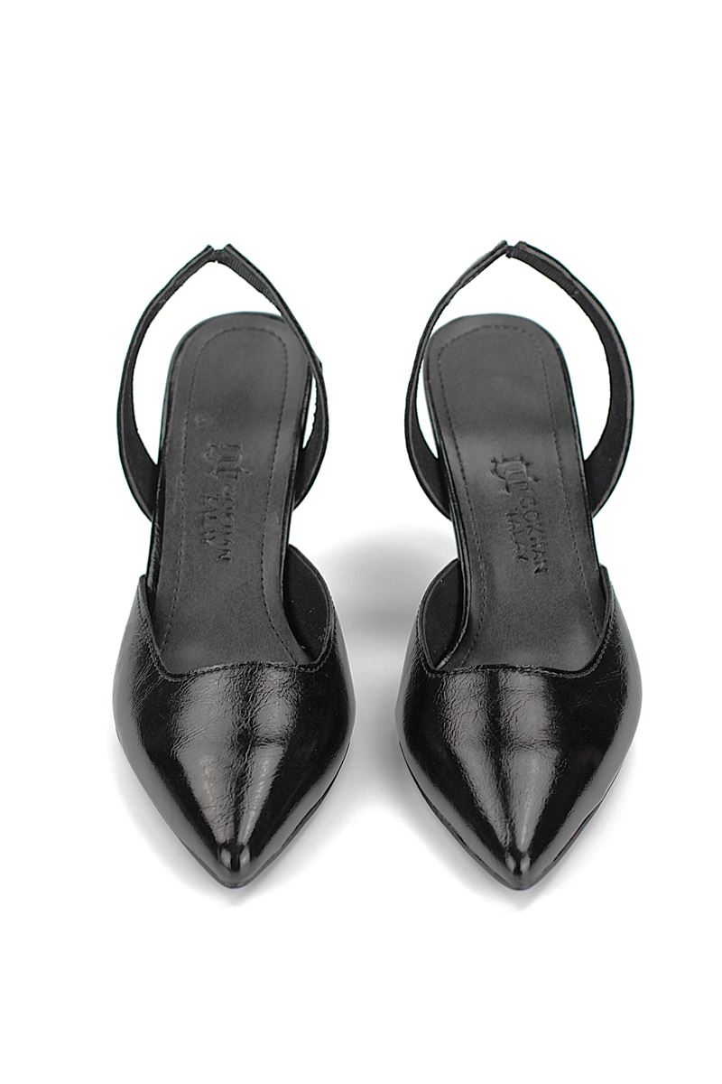 Lori Esnek Kaymaz Taban Siyah Rugan Orta Topuklu(8 cm) Klasik Topuklu Ayakkabı