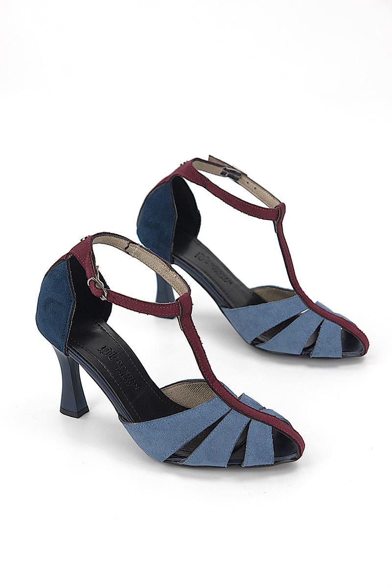 Princess Kadın Klasik Topuklu Ayakkabı Mavi Süet
