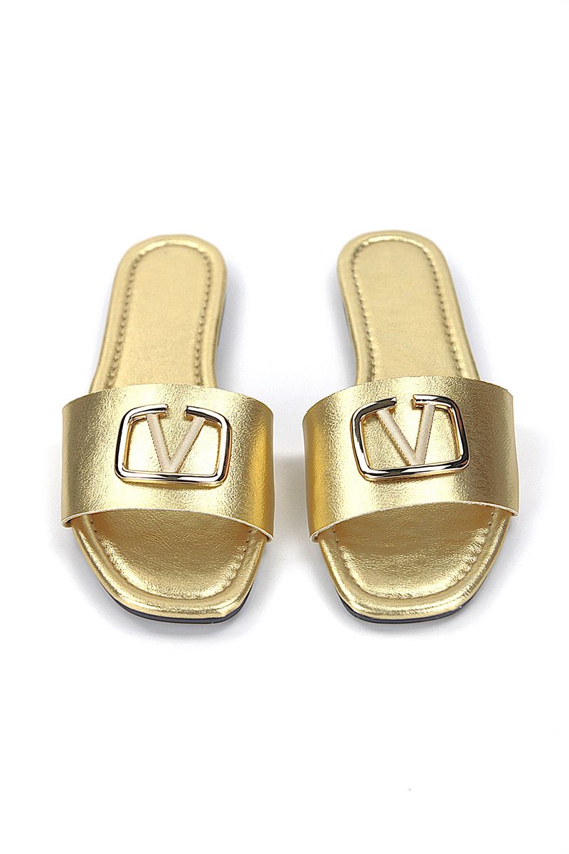 Zeritha Dore Metalik V Toka Detaylı Kadın Terlik