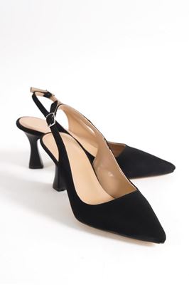 Tweety Siyah Süet Orta Topuklu (6 cm) Klasik Topuklu Ayakkabı