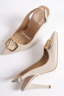 Jeffrey Bej Cilt Tokalı Yüksek Topuklu (10 cm ) Klasik Topuklu Ayakkabı