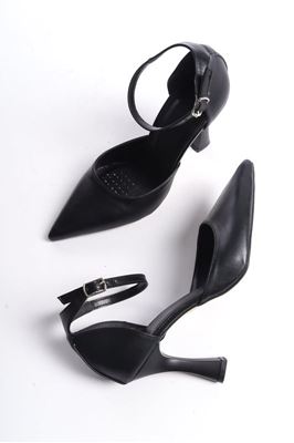 Jany Siyah Cilt Orta Topuklu (8 cm) Klasik Topuklu Ayakkabı