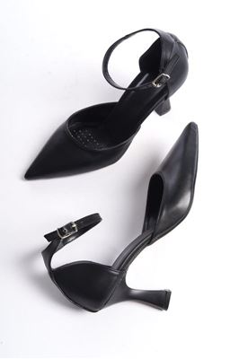 Elsa Siyah Cilt Orta Topuklu (6 cm) Klasik Topuklu Ayakkabı