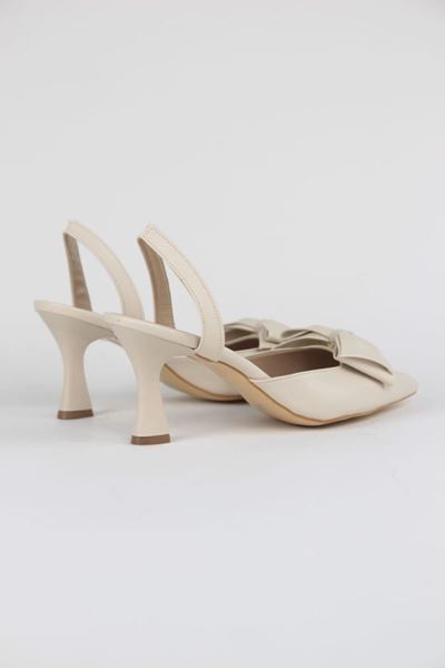 Ember Bej Cilt Fiyonklu Orta Topuklu(6 cm) Klasik Topuklu Ayakkabı