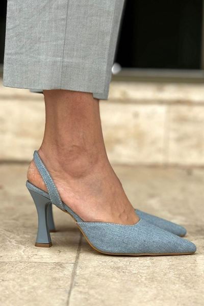 Lori Açık Kot Orta Topuklu(8 cm) Klasik Topuklu Ayakkabı