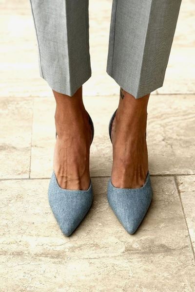 Lori Açık Kot Orta Topuklu(8 cm) Klasik Topuklu Ayakkabı