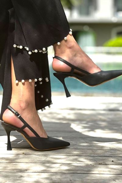 Clara Siyah Cilt Orta Topuklu(6-8 cm) Klasik Topuklu Ayakkabı