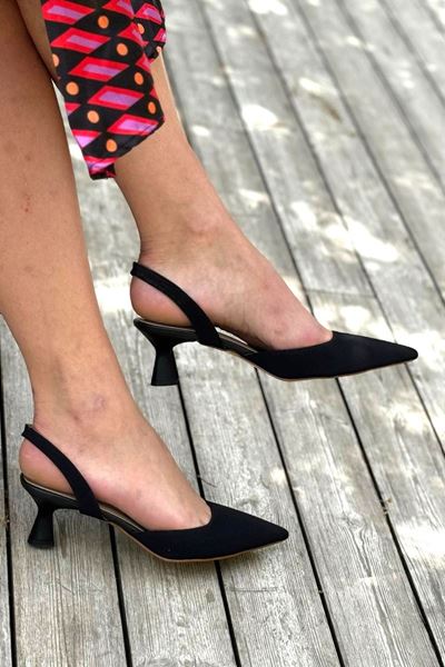 Addison Siyah Süet Alçak Topuklu(4-6 cm) Klasik Topuklu Ayakkabı