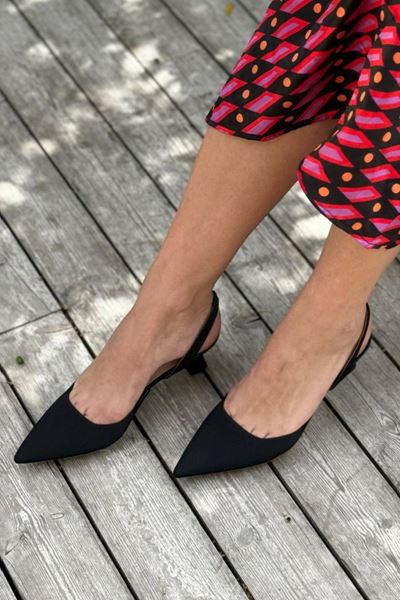 Addison Siyah Süet Alçak Topuklu(4-6 cm) Klasik Topuklu Ayakkabı