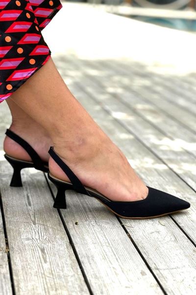 Addison Siyah Süet Alçak Topuklu(4-6 cm) Klasik Topuklu Ayakkabı