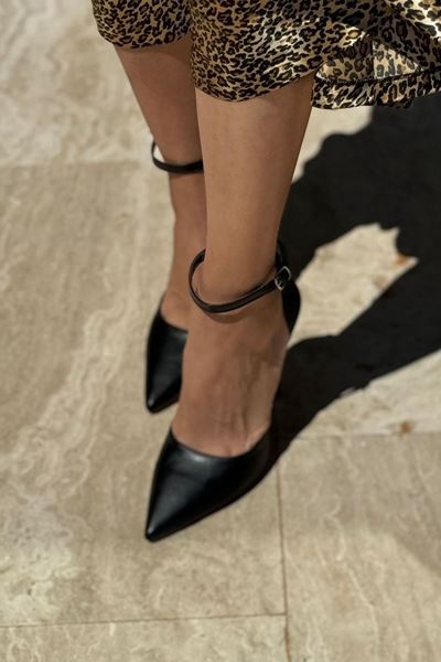 Laura Siyah Cilt Yüksek Topuklu (10 cm) Klasik Topuklu Ayakkabı
