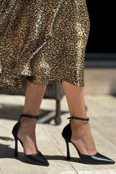 Laura Siyah Cilt Yüksek Topuklu (10 cm) Klasik Topuklu Ayakkabı