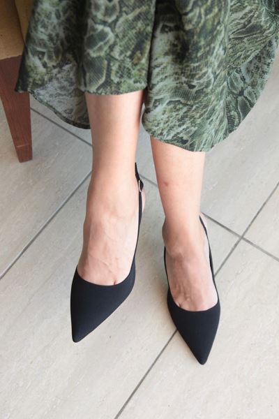 Chiara Siyah Süet Orta Topuklu (8 cm) Klasik Topuklu Ayakkabı